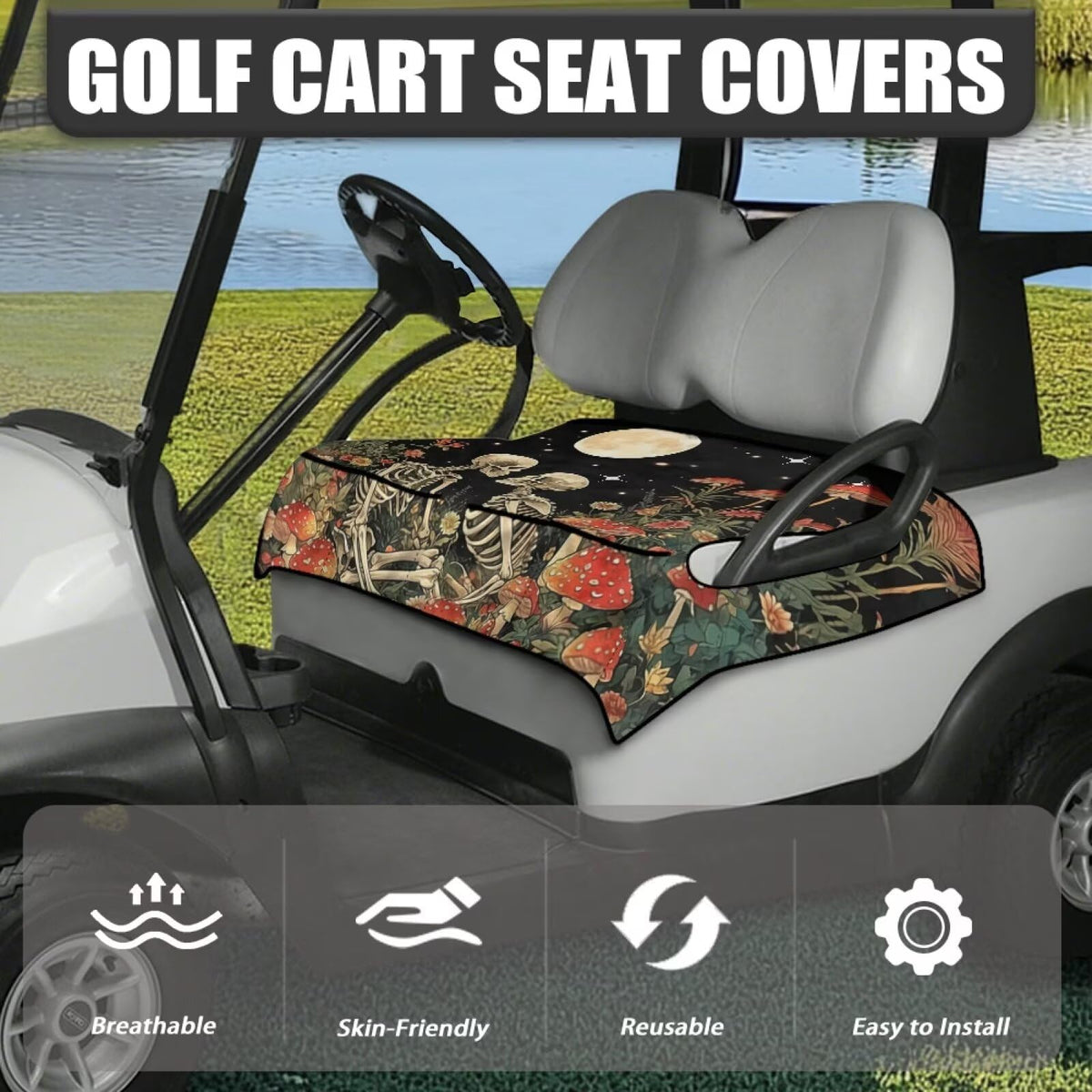 Generic golf cart seat cover reduces heat for summer rides