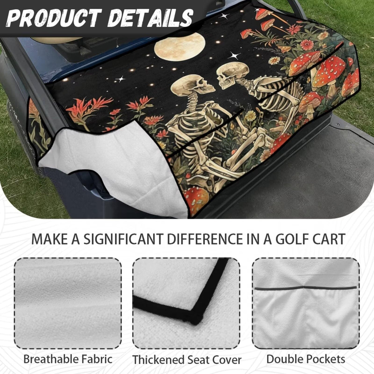 Generic golf cart seat cover is machine washable and fade-resistant
