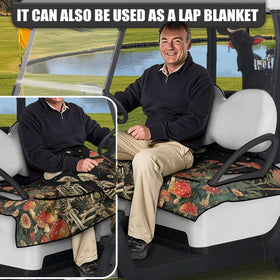 Generic golf cart seat cover features decorative patterns
