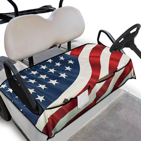 Generic Golf Cart Seat Covers featuring red-white-blue stripe fabric for comfort.