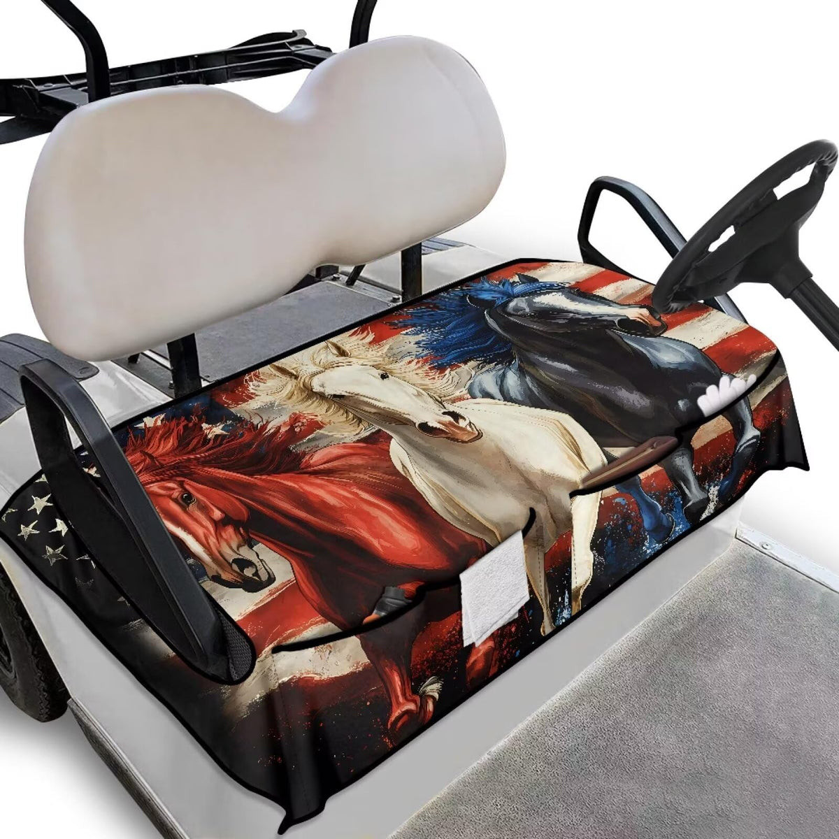 Generic golf cart seat covers with universal fit protecting seats and concealing wear.