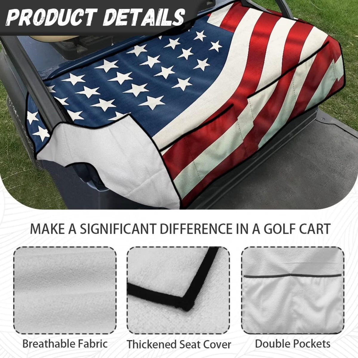 Generic Golf Cart Seat Covers weather-ready fabric protects seats from heat and dust.