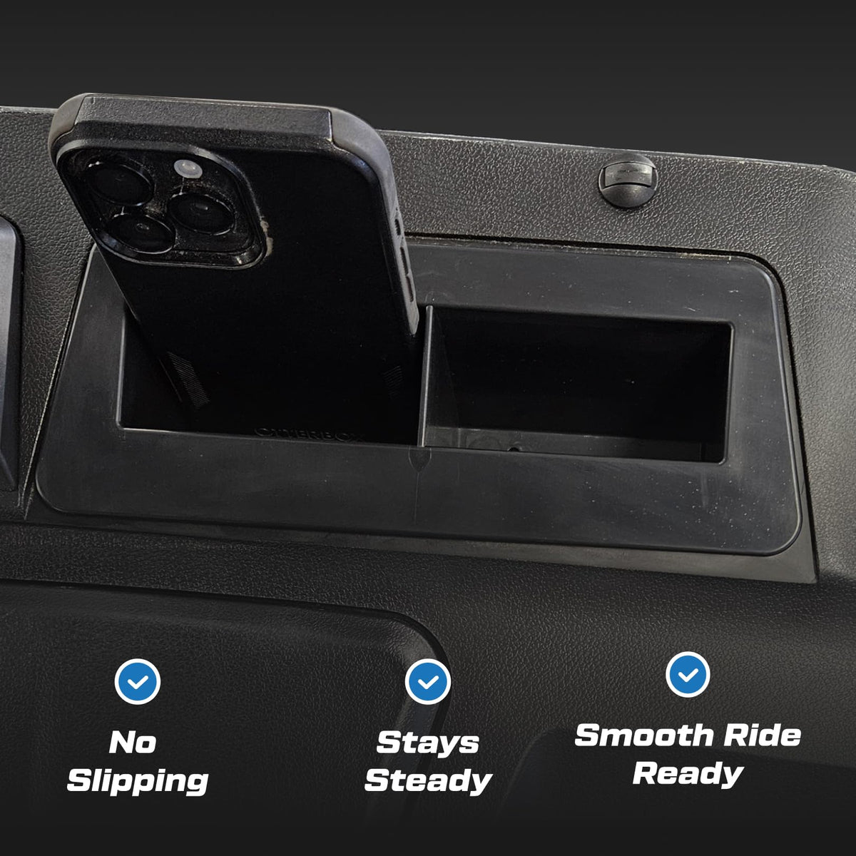 Generic Golf Cart Split Cell Phone Holder installs quickly with minimal effort.