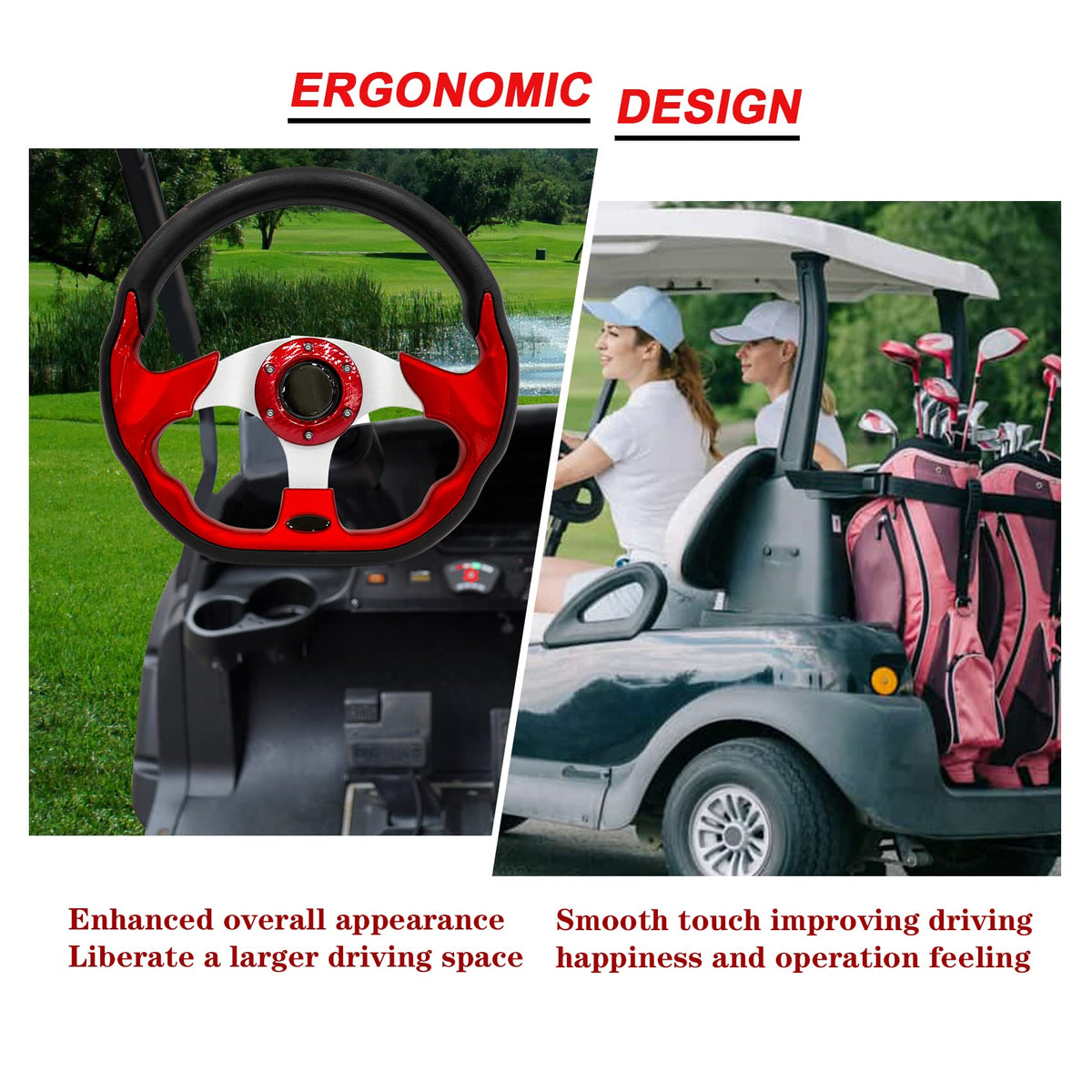 Generic steering wheel for Club Car DS with improved handling and ergonomic design