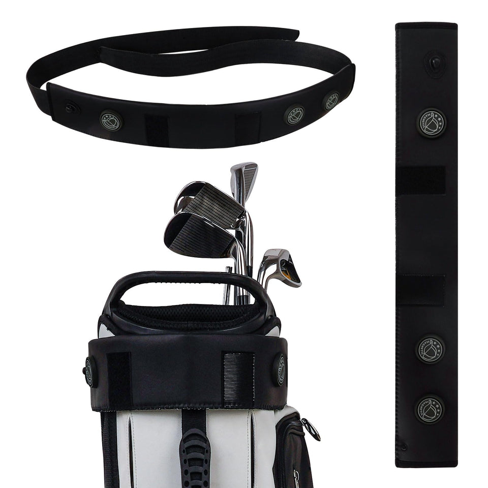 Generic Golf Cart Strap Sleeve with magnets protects bags on the course.