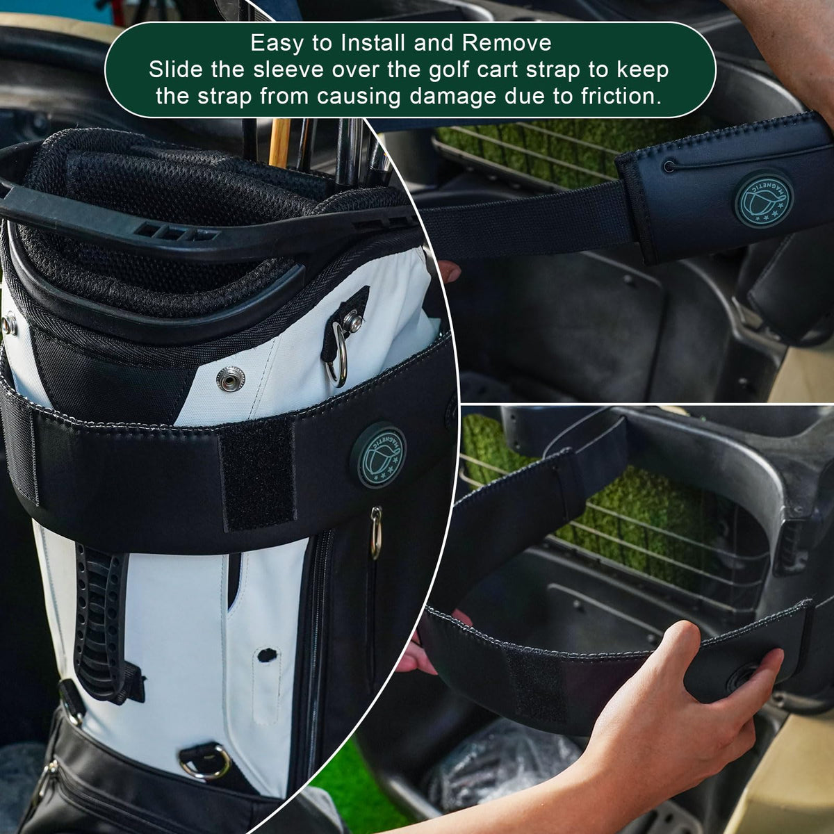 Generic Golf Cart Strap Sleeve magnet-towel-holder demonstrates accessory access.