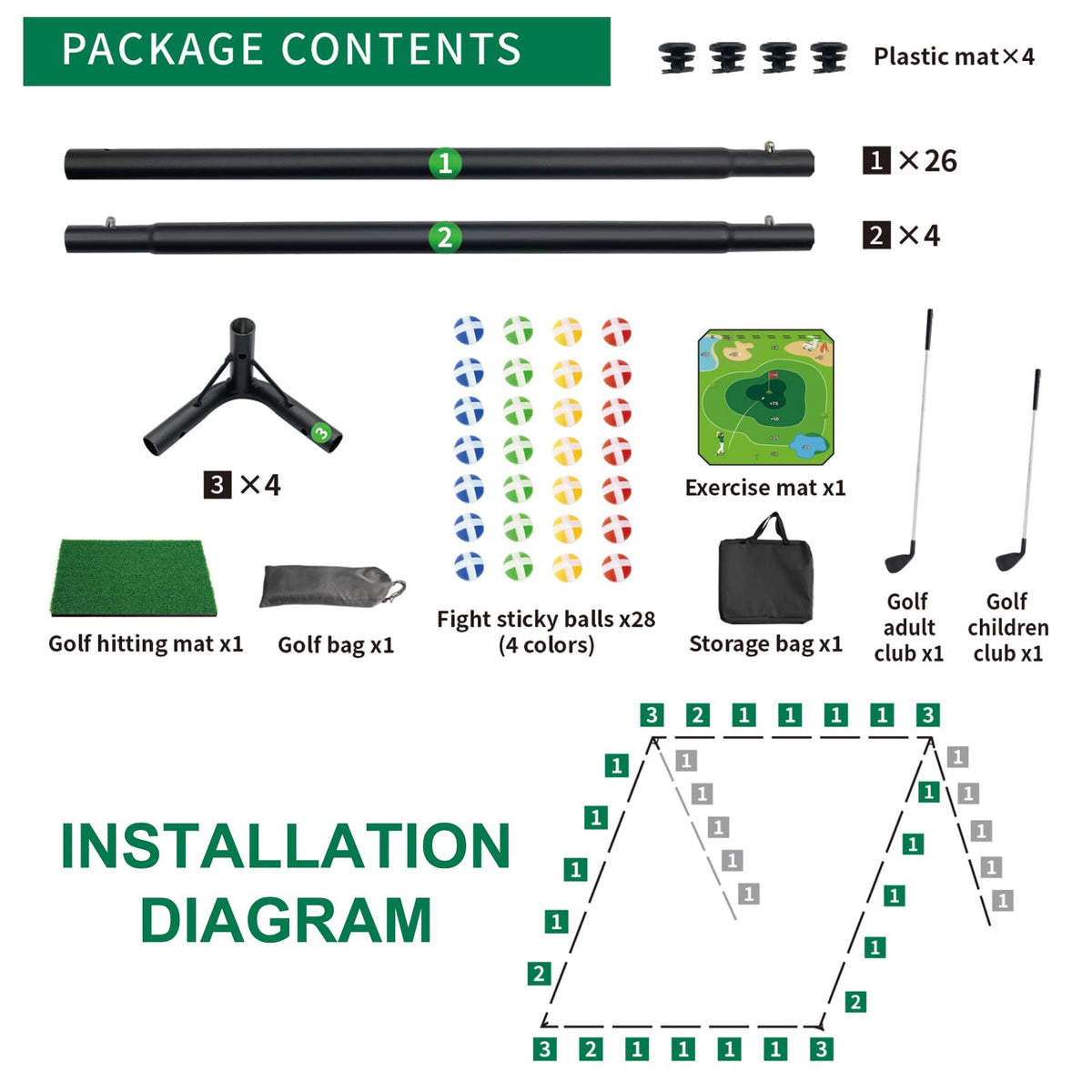 Generic Golf Chipping Game Set five game modes for varied drills