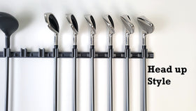 Generic closeup of top-hung golf club display holder