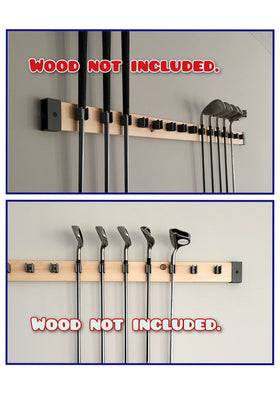 Generic Golf Club Organizer wall mount front view highlights quick club retrieval.