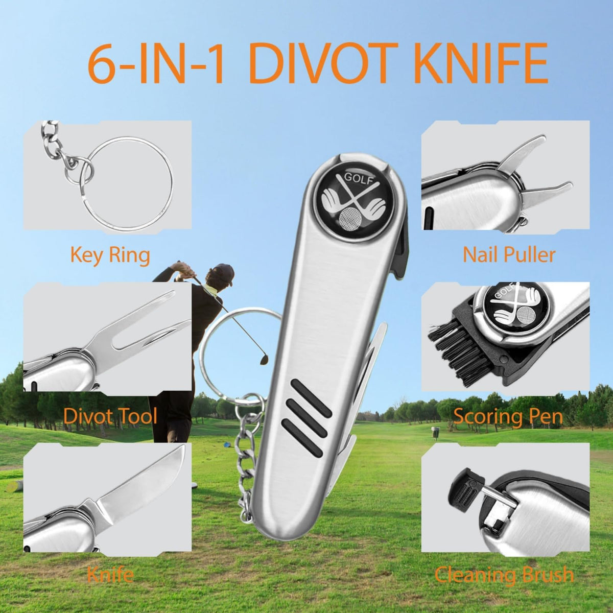 Generic golf gift set brush keeps clubs clean between holes