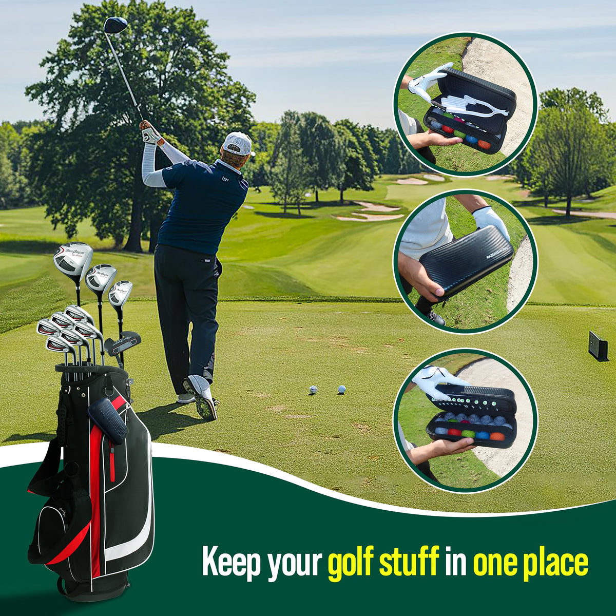 Generic Golf Glove Holder Case showing separate pockets for gloves and balls