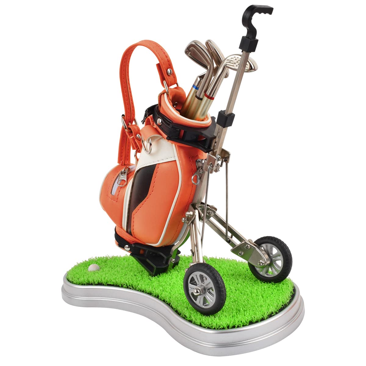 Generic lawn-sized driving range on desk for quick practice sessions.