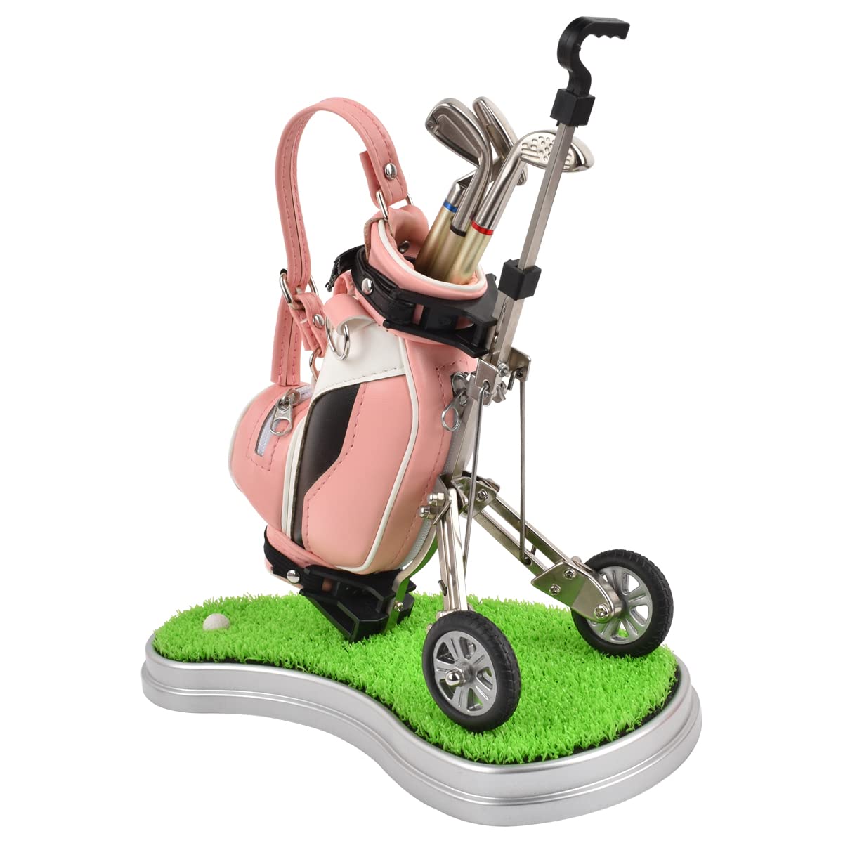 Generic golf pen holder side view highlighting compact footprint on a desk.