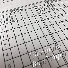 Generic golf scorecard book inside pages ready to log scores and stats.