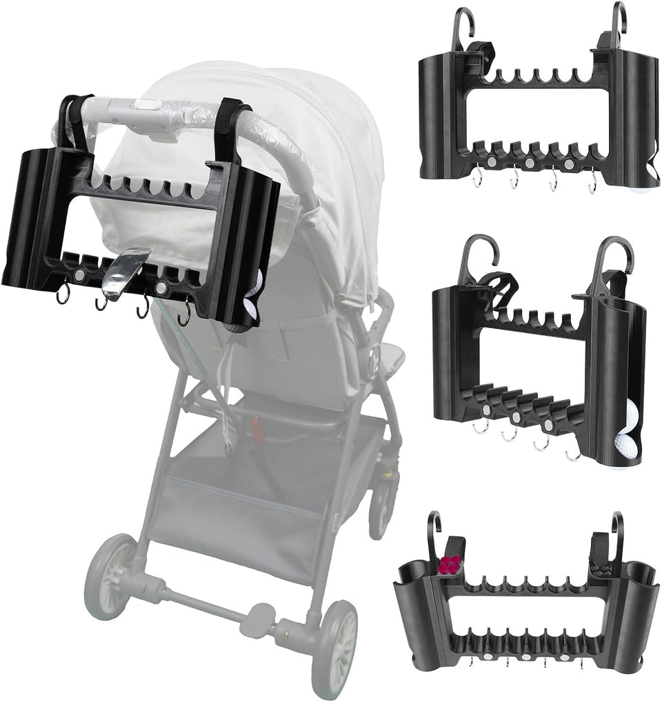 Generic Golf Stroller Attachment shows 16-club capacity for a full set on the go