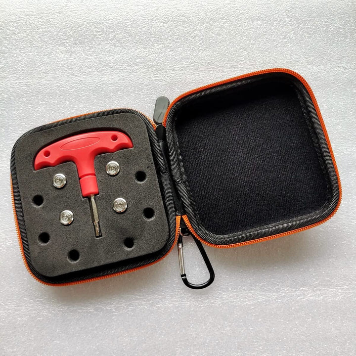 Generic golf weight kit with wrench and case for easy driver customization.