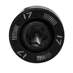 Generic Qi35 17g golf weight attached to driver for tuning and precision.