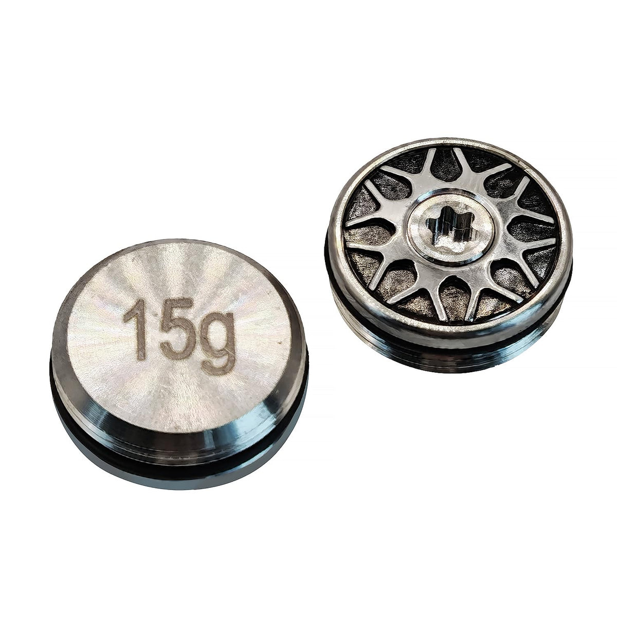 Generic 2x15g weight set on a Two-Ball Ten putter enhances balance and control