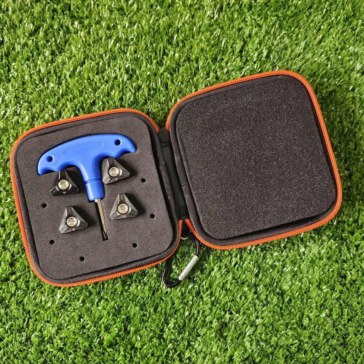 Wrench and case included for easy weight changes and organization