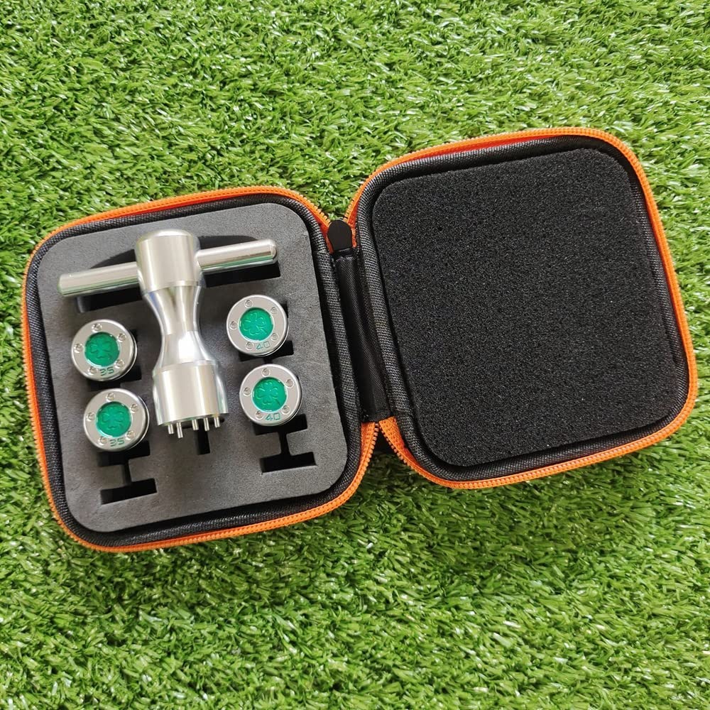 Generic Green Clover golf weights kit case shown for easy storage and protection.