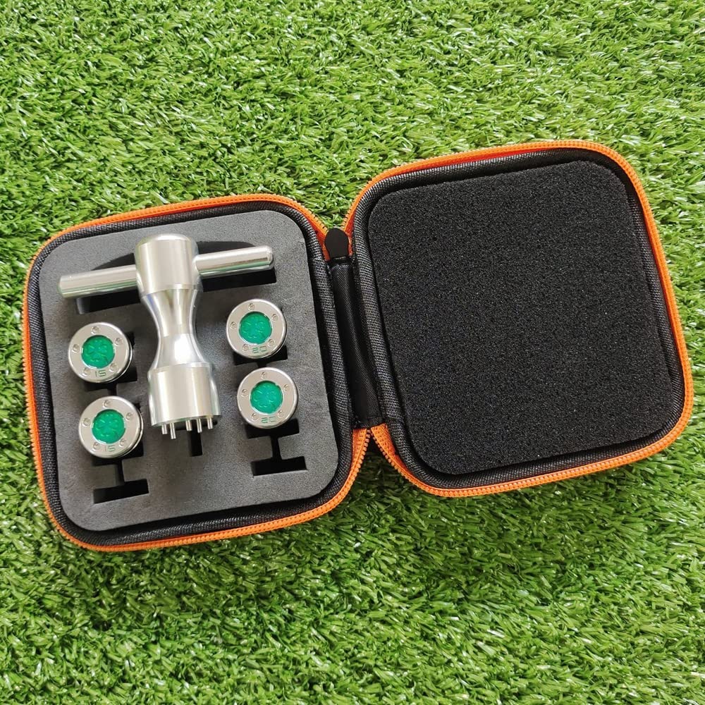 Generic green clover golf weights kit with wrench and case for easy customization.
