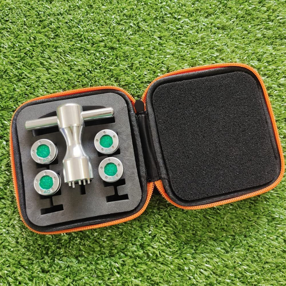 Generic green clover golf weights wrench kit shown with case for precise putter tuning