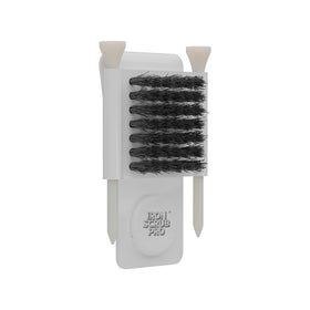 Iron Scrub Pro brush cleans grooves for improved club consistency.