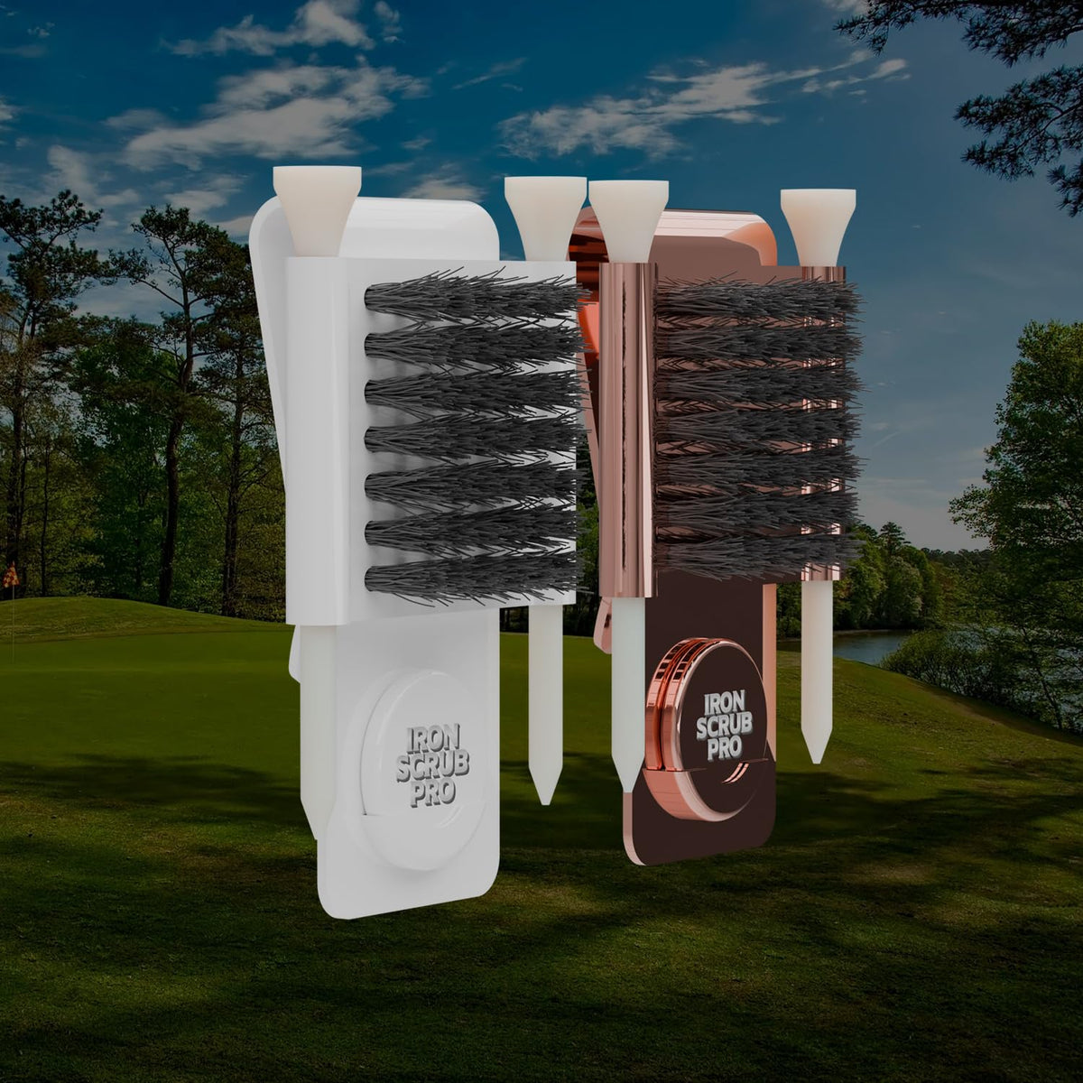 Generic Iron Scrub Pro clip for bag provides easy access between shots.
