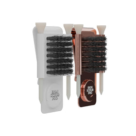 Generic Iron Scrub Pro golf club cleaner brush keeps grooves clean for better contact.