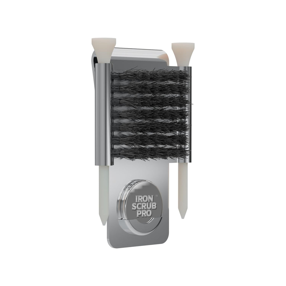 Generic Iron Scrub Pro golf club cleaner brush cleans grooves for improved control.