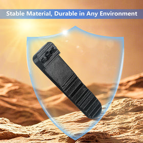 Durable clip ensures reliable retention while swinging and riding.