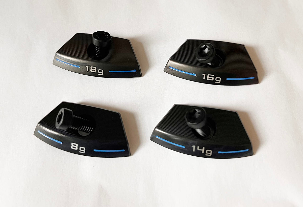 Mizuno ST-Z/ST-X driver weights in 16g and 20g with durable metallic finish.