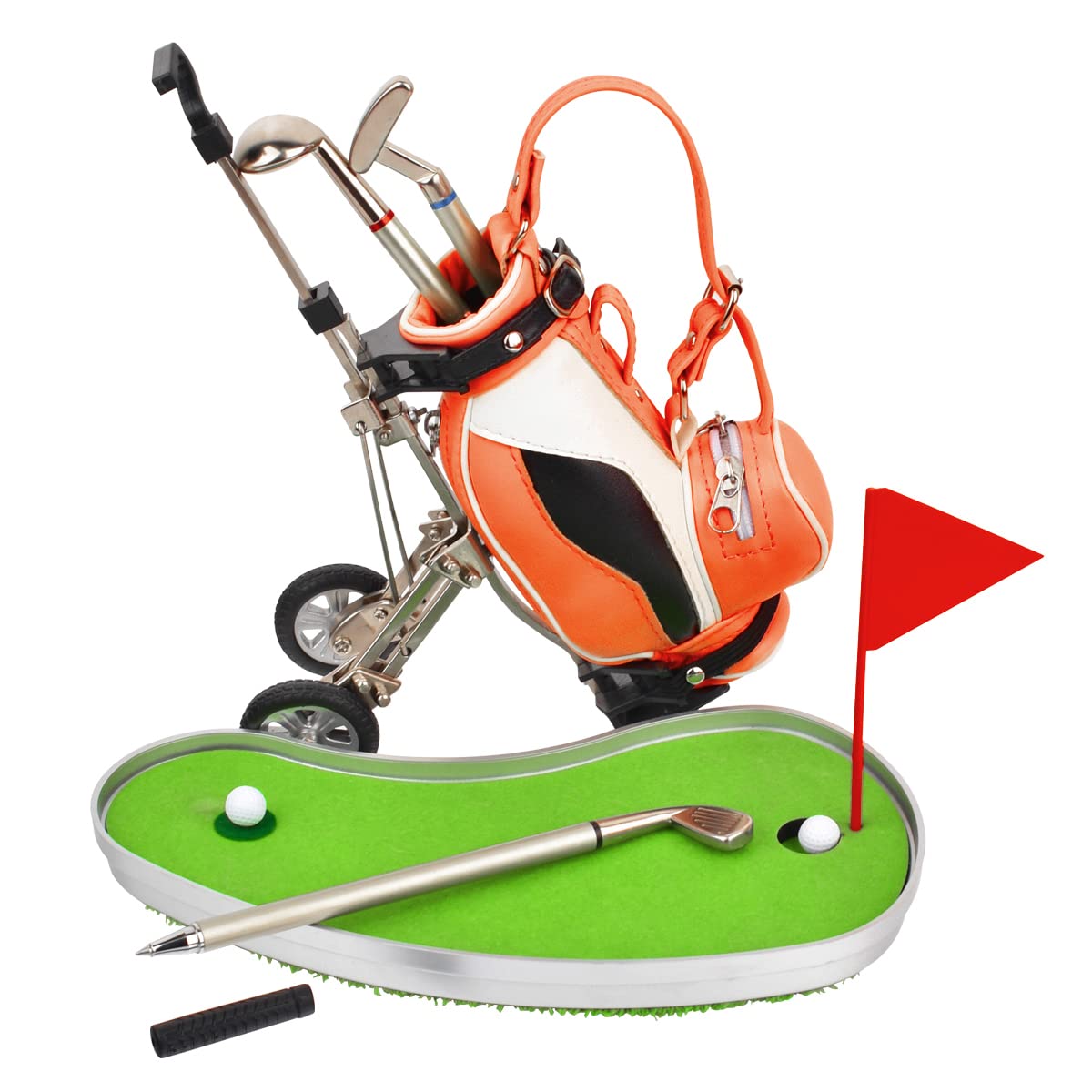 Generic moveable golf cart handle enables adjustable desk display.