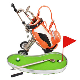 Generic moveable golf cart handle enables adjustable desk display.