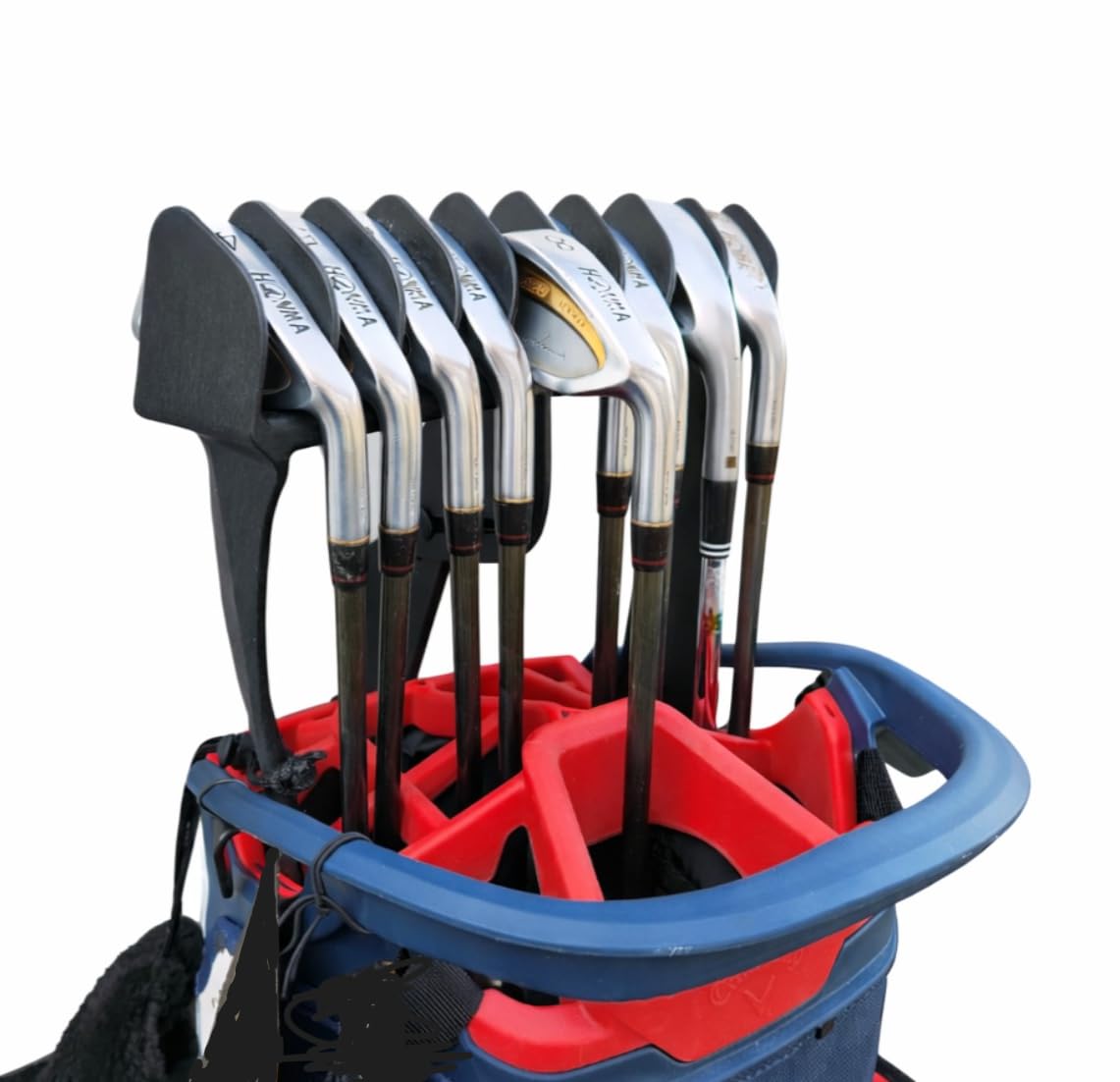 Generic No-Rattle Golf Club Organizer slot design secures irons.