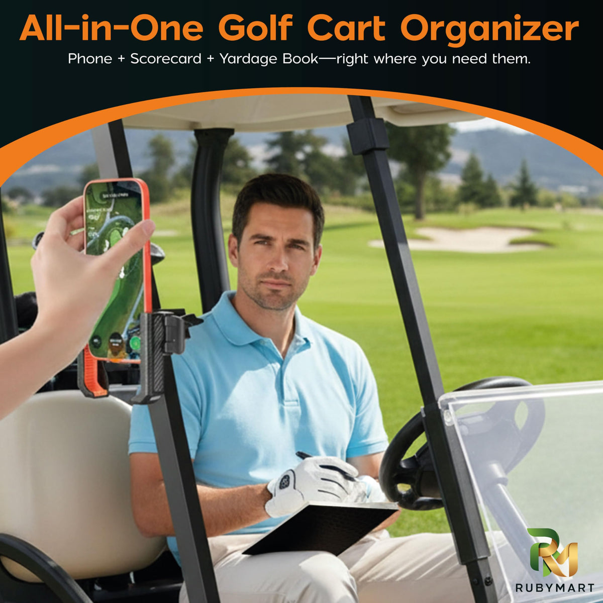 Generic Phone Caddy keeps your phone steady for golf rounds