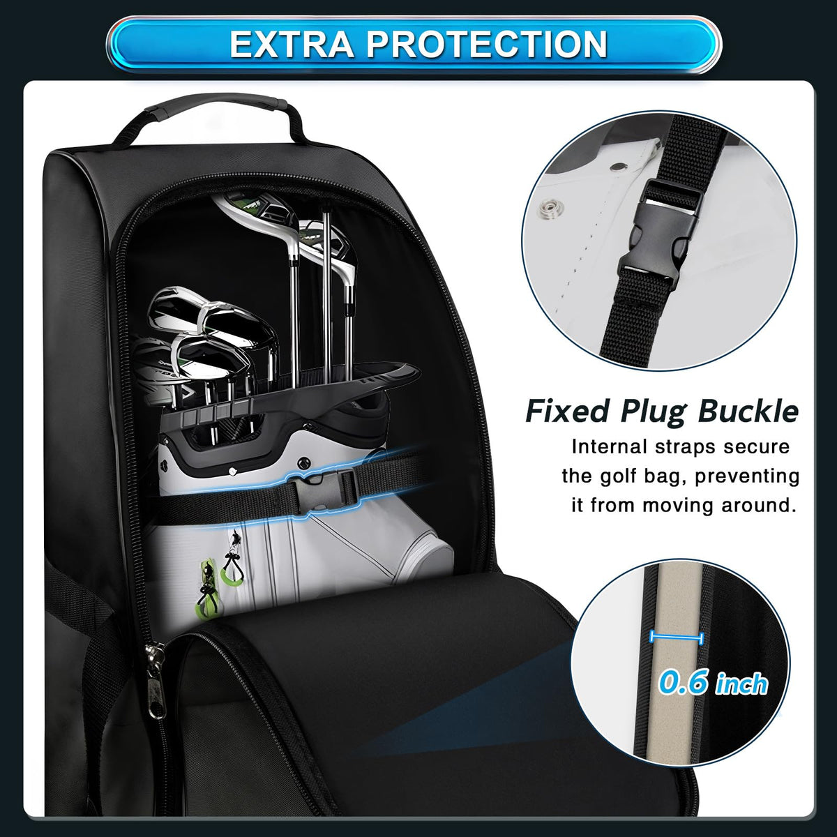 Generic Premium Golf Travel Bag uses waterproof 900D material to guard gear during travel.