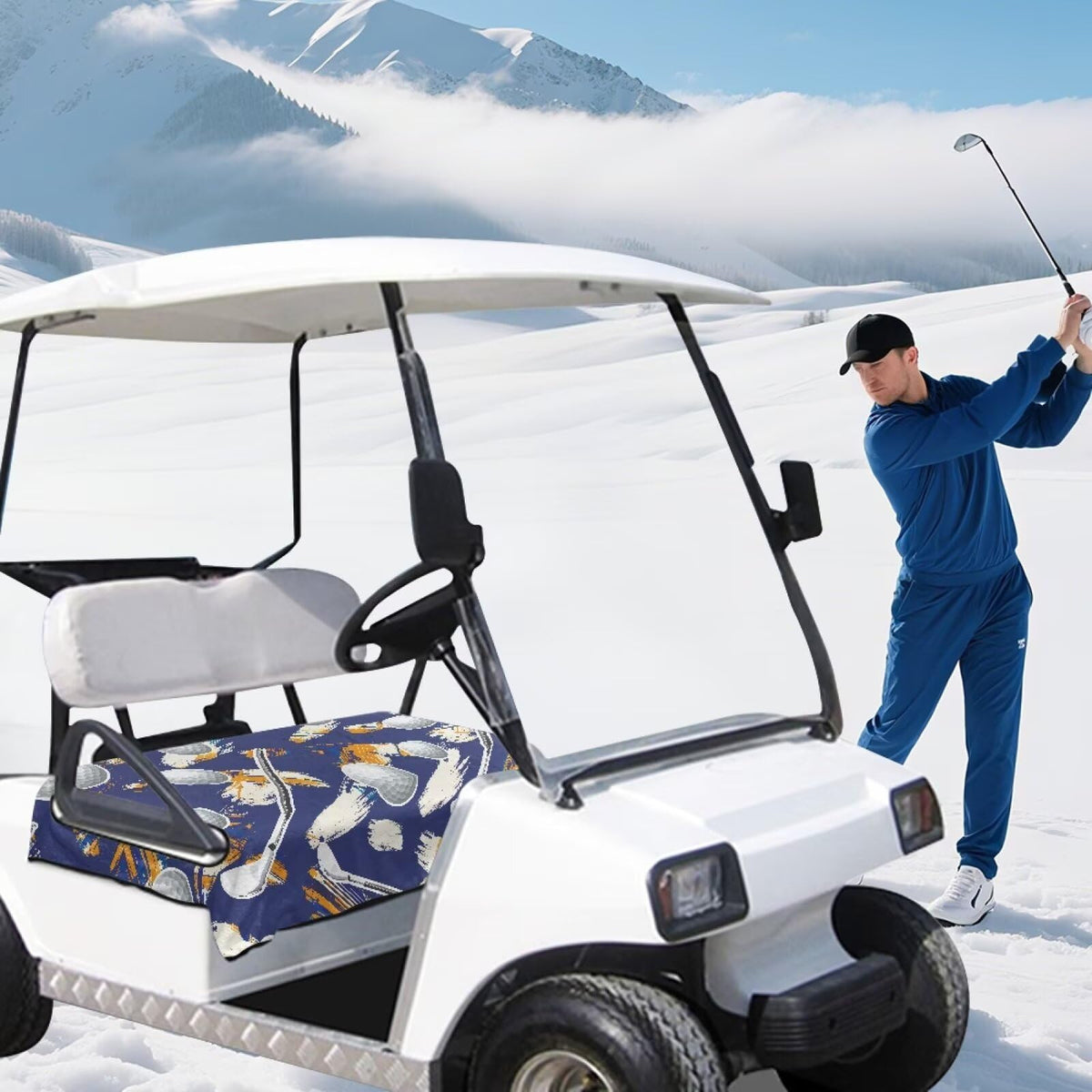 Generic Purple Golf Cart Seat Cover two-person-fit ensures comfortable seating for both passengers.