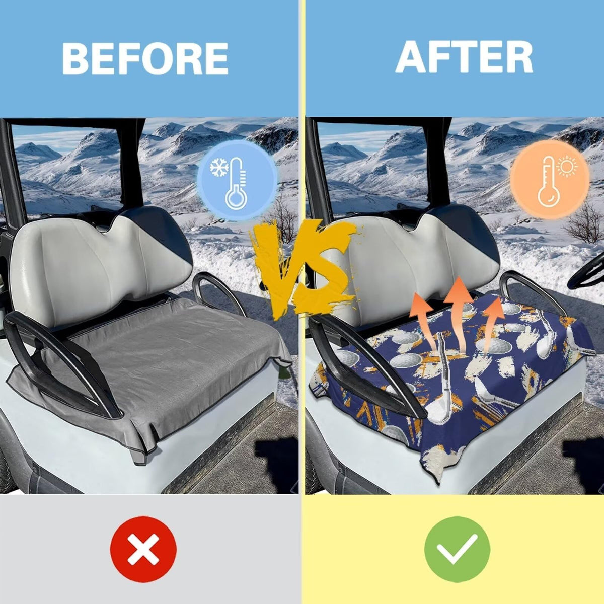 Generic Purple Golf Cart Seat Cover winter-warmth provides insulation on cold rides.