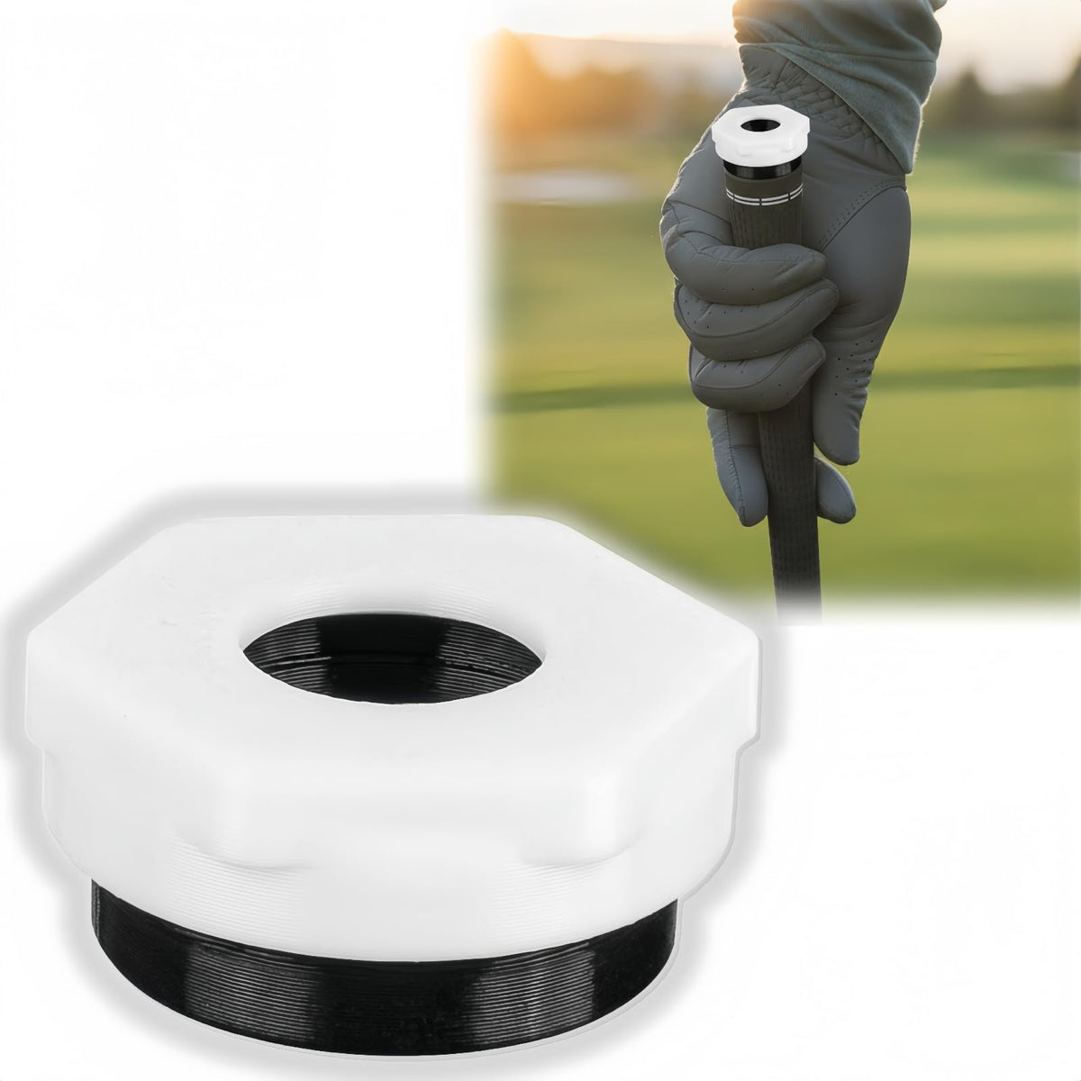 Generic Putter Sensor Adapter demonstrates secure-fit mounting on a grip for steady data capture