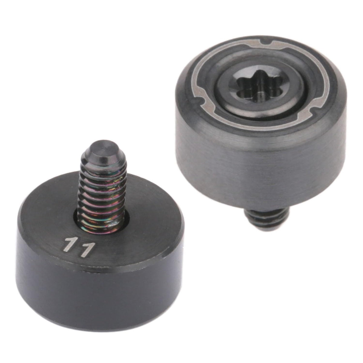 Generic Qi10 golf weights in use on club for tuneable swing weight.