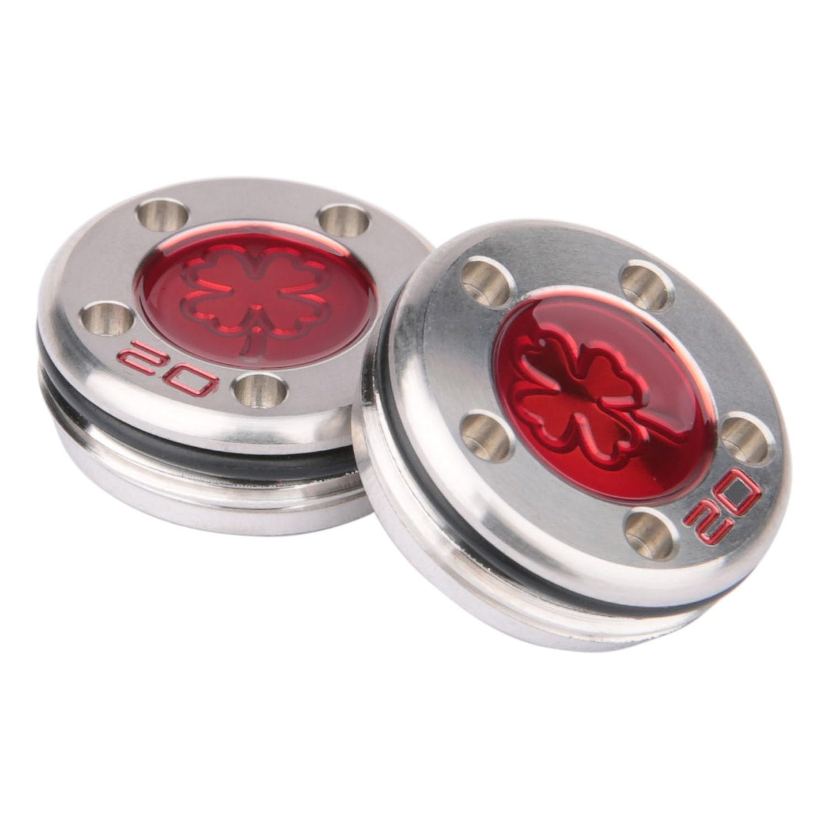 Generic red lucky clover golf weights for Scotty Cameron putters improve feel and tuning.