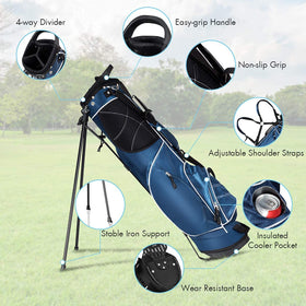 Generic Salches golf stand bag top view, organized layout