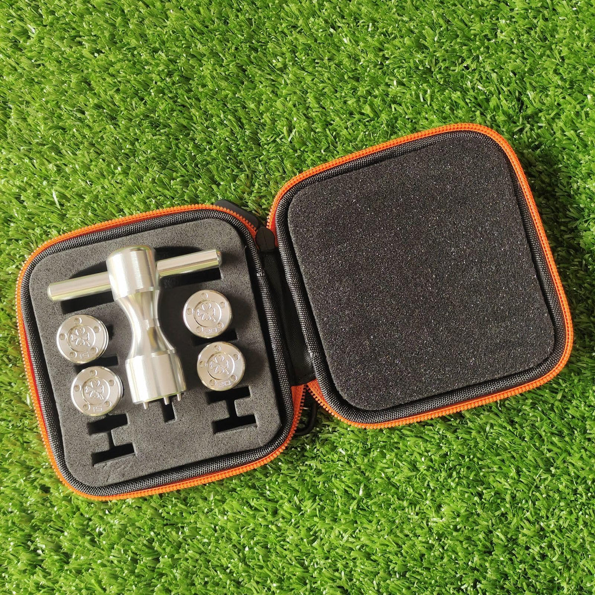 Generic Silver Clover golf weights kit with case and wrench for easy tuning.
