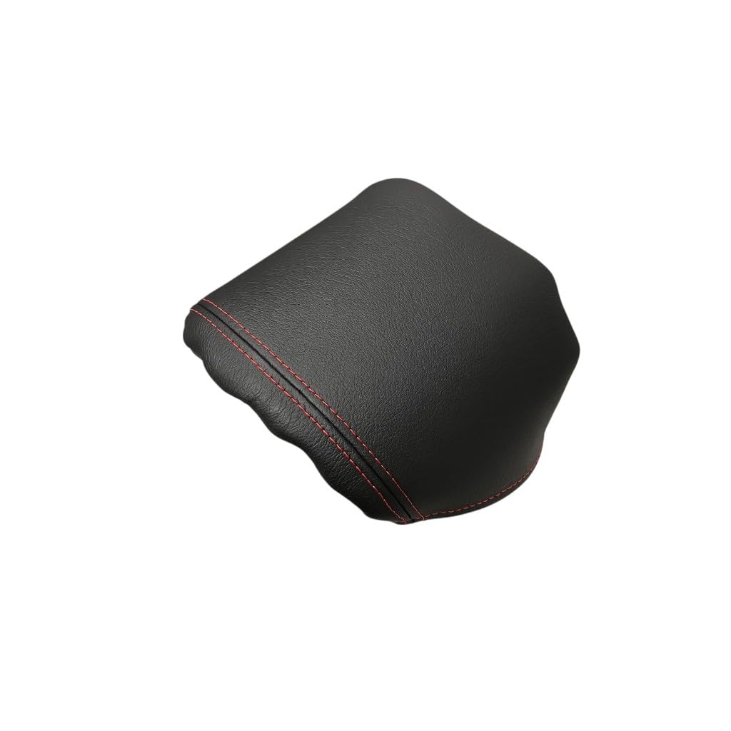 Generic Slip Over Leather Console Armrest Cover with red stitching protects original frame and adds style.