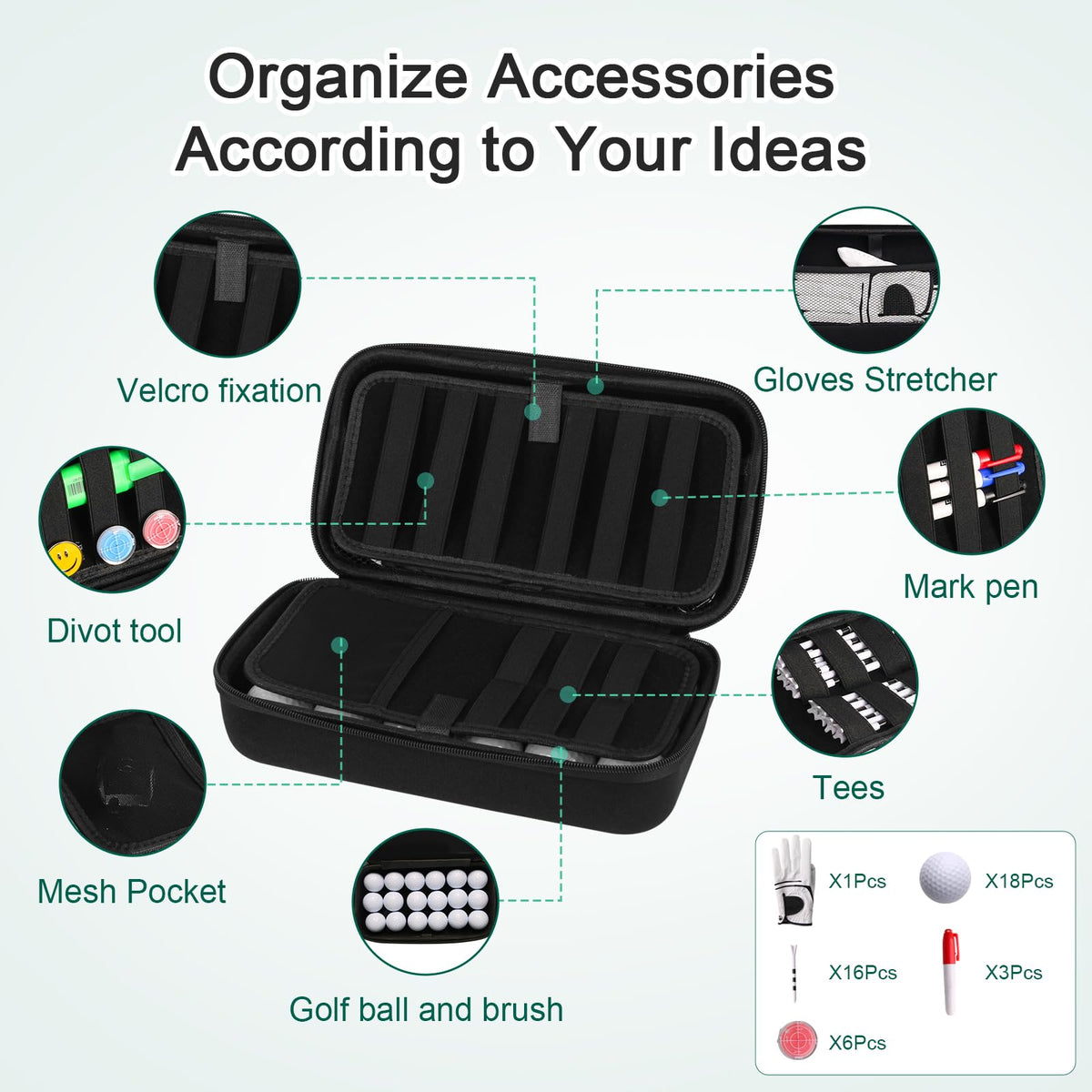 Compact travel size fits in golf bag or luggage for on-the-go use.