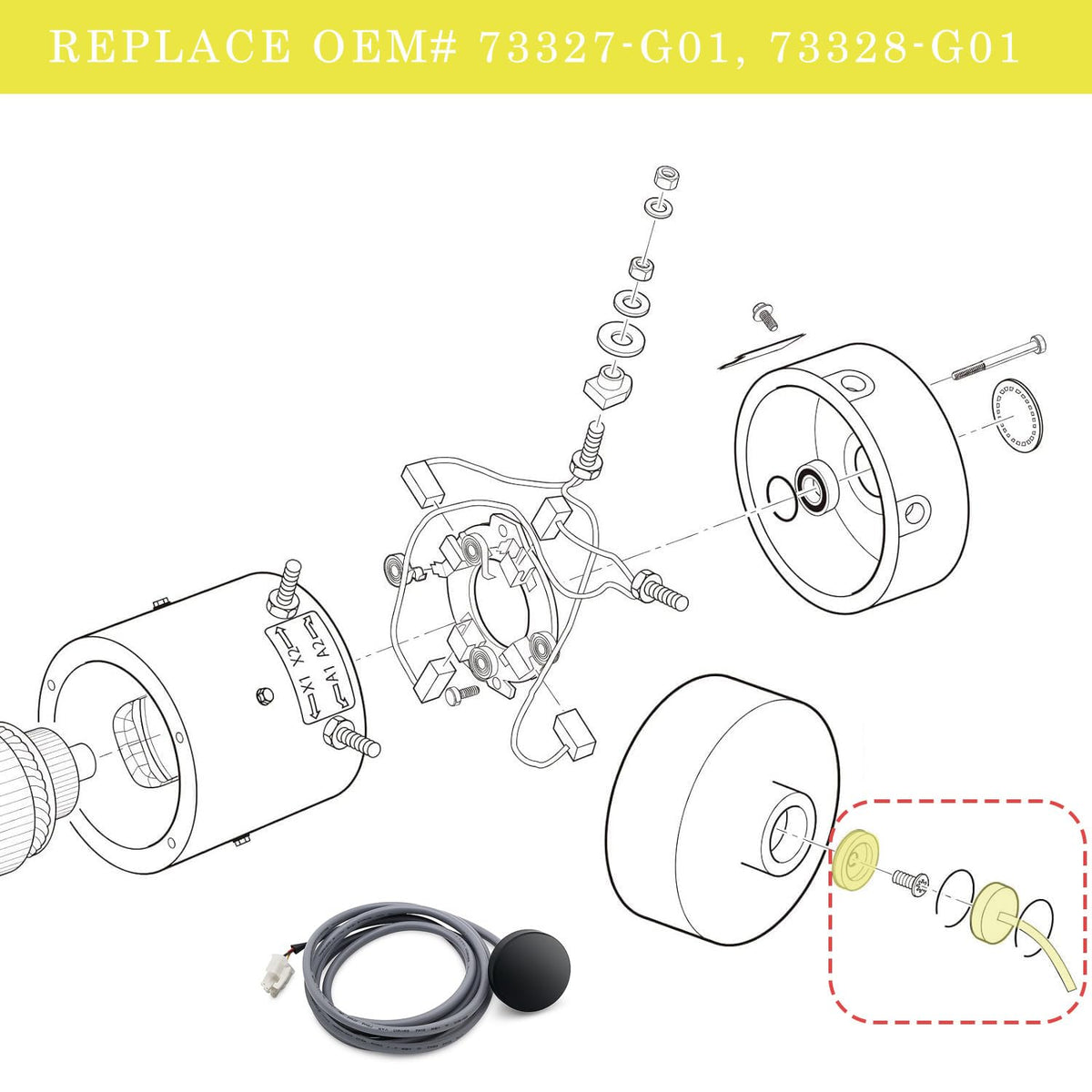 Generic speed sensor body with cable for EZGO PDS