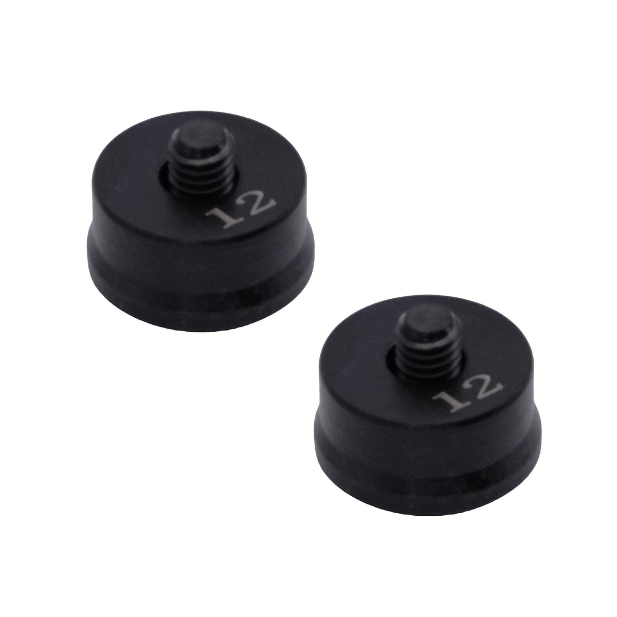 Generic weight components showing black circle and screw, highlighting replaceability and secure attachment.
