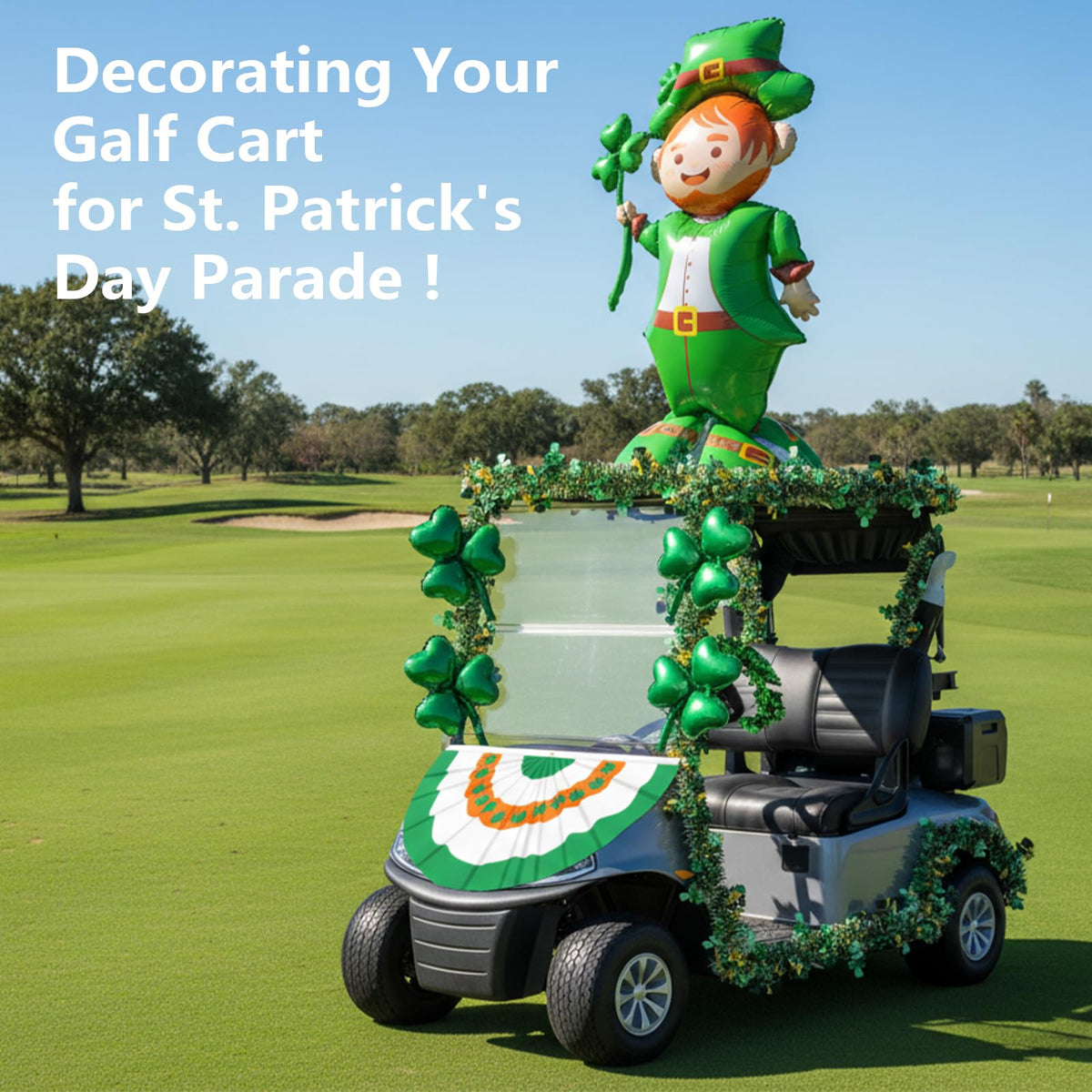 Generic St Patrick s Day golf cart foldable fans for quick décor bursts