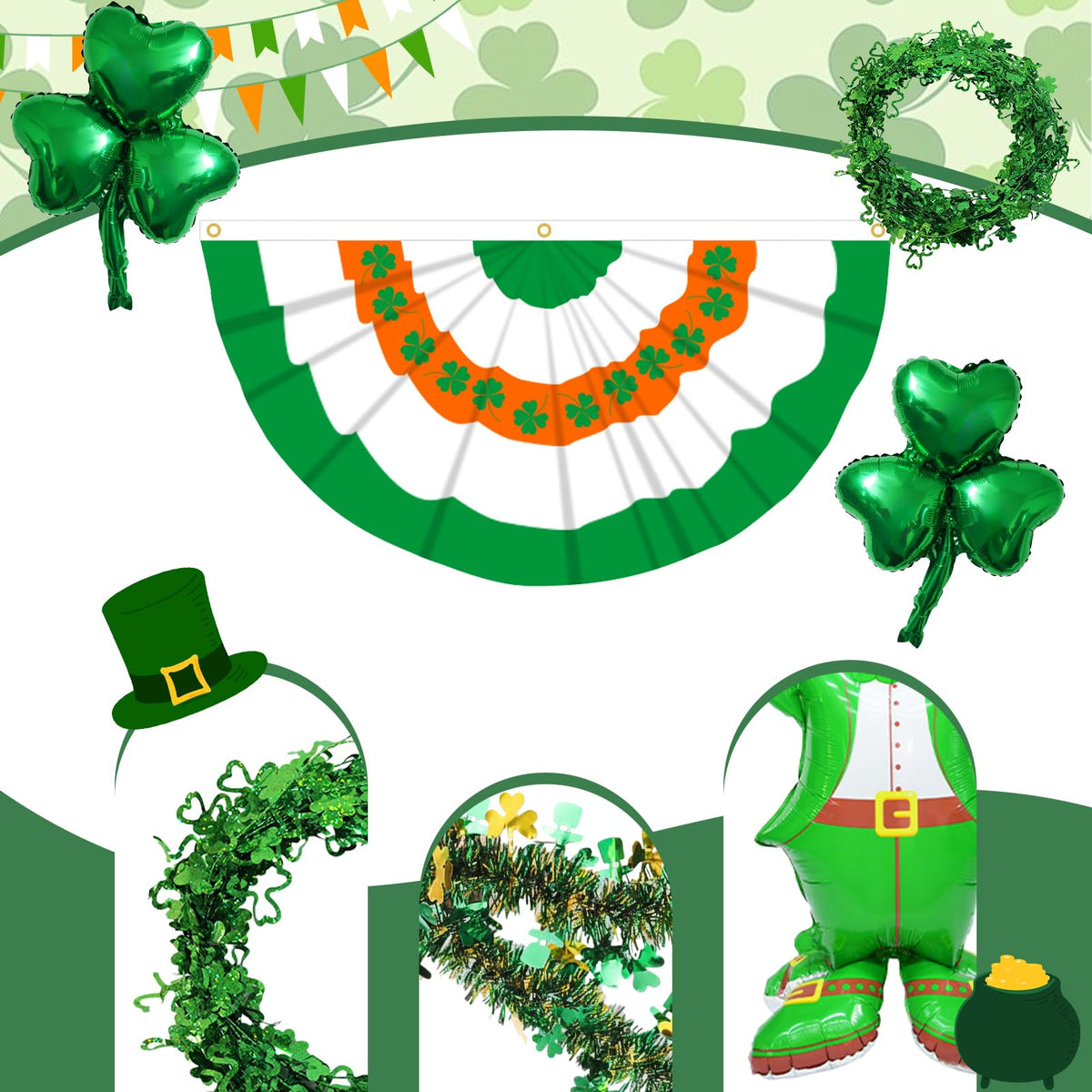 Generic St Patrick s Day golf cart pleated flags deliver durable color